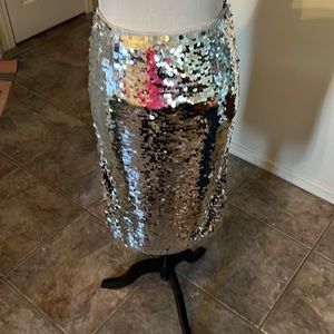 Silver sequins skirt!